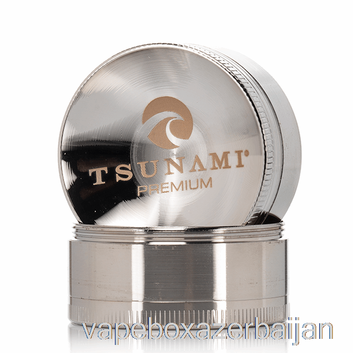 Vape Smoke Tsunami 1.9inch 4-Piece Sunken Top Grinder Silver (50mm)